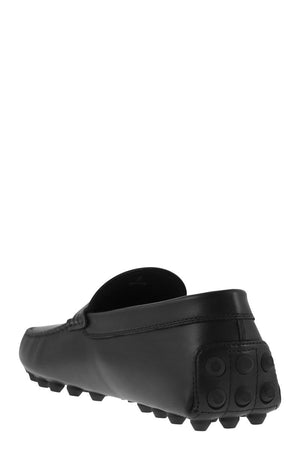 TOD'S Black Leather Loafers for Men with Timeless Front Logo Detail and Rubber Studs