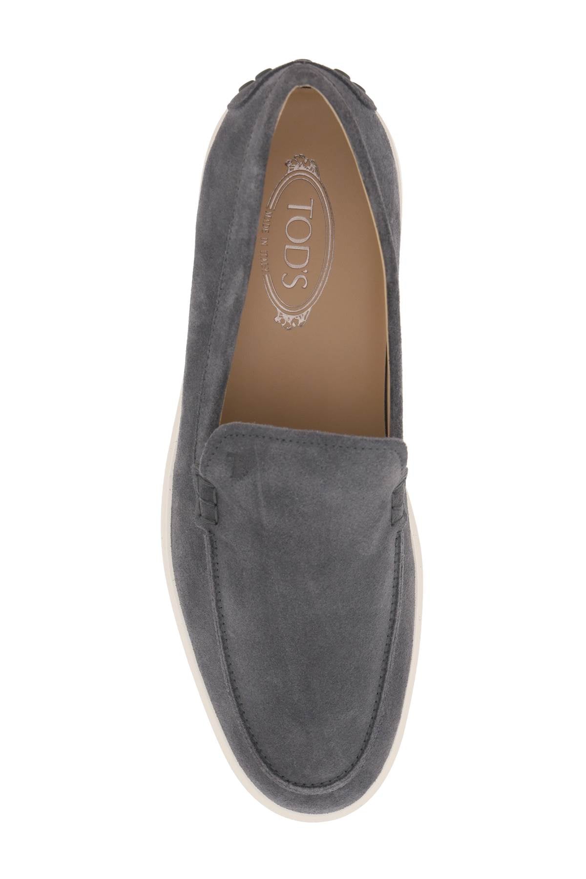 Mens' Suede Loafers with Embossed Monogram and Iconic Pebbles