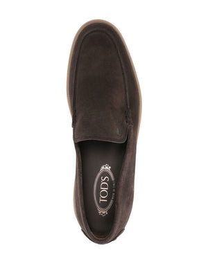 Mens' Suede Loafers with Embossed Monogram and Iconic Pebbles