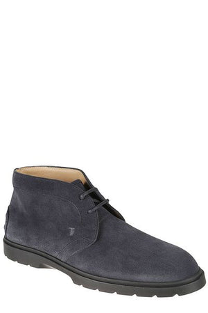 TODS Navy Blue Suede Lace-Up Desert Boots for Men