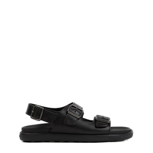 TOD'S Men's Black Leather Sandals for SS24