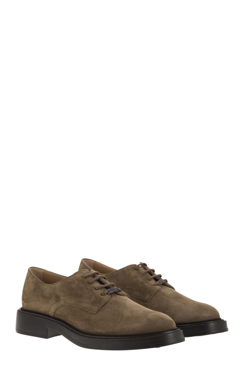 TOD'S Suede Lace-Up Derby Dress Shoes