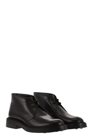 TOD'S Elegant Leather Ankle Boots with Monogram Detail - Sole Height 4.5 cm