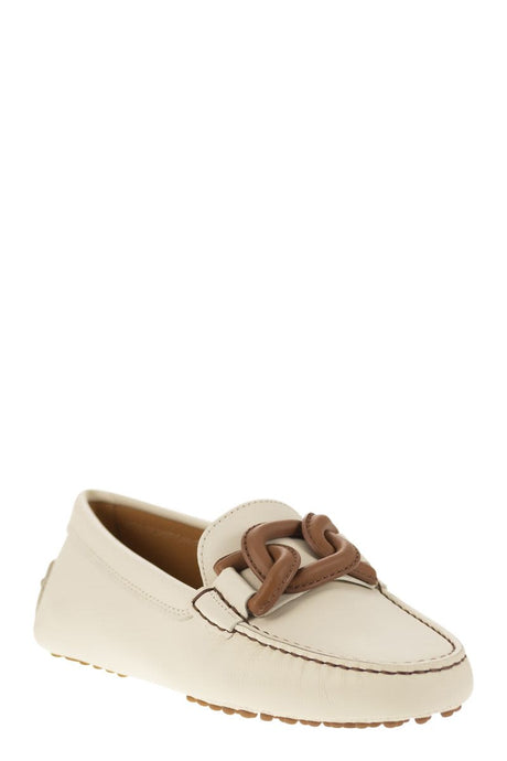 TOD'S Leather Bubble Loafers with Contrasting Chain Decoration - Mixed Colors