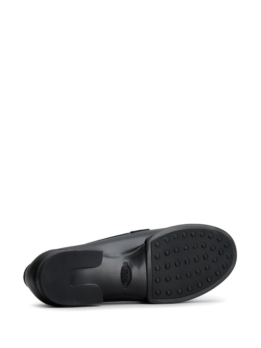 TOD'S Black Leather Chain-Link Loafers for Women