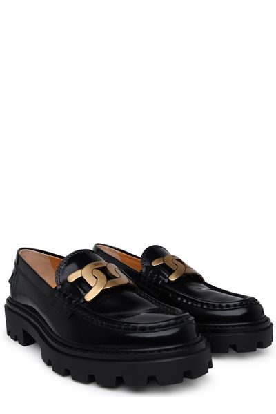 TOD'S Luxurious Leather Logo Loafers for Sophisticated Style