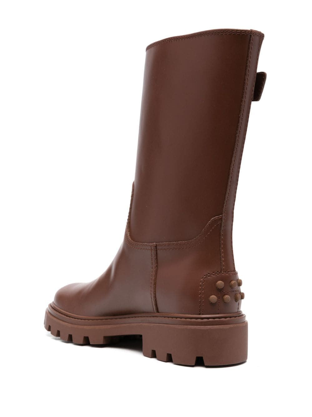 Stylish Buckle-Detail Leather Boots for Women in Brown