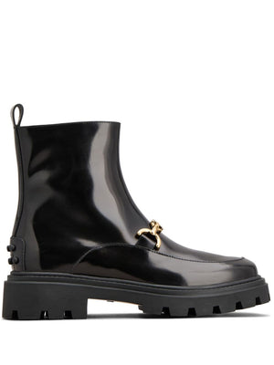 TOD'S Elegant Black Leather Ankle Boots