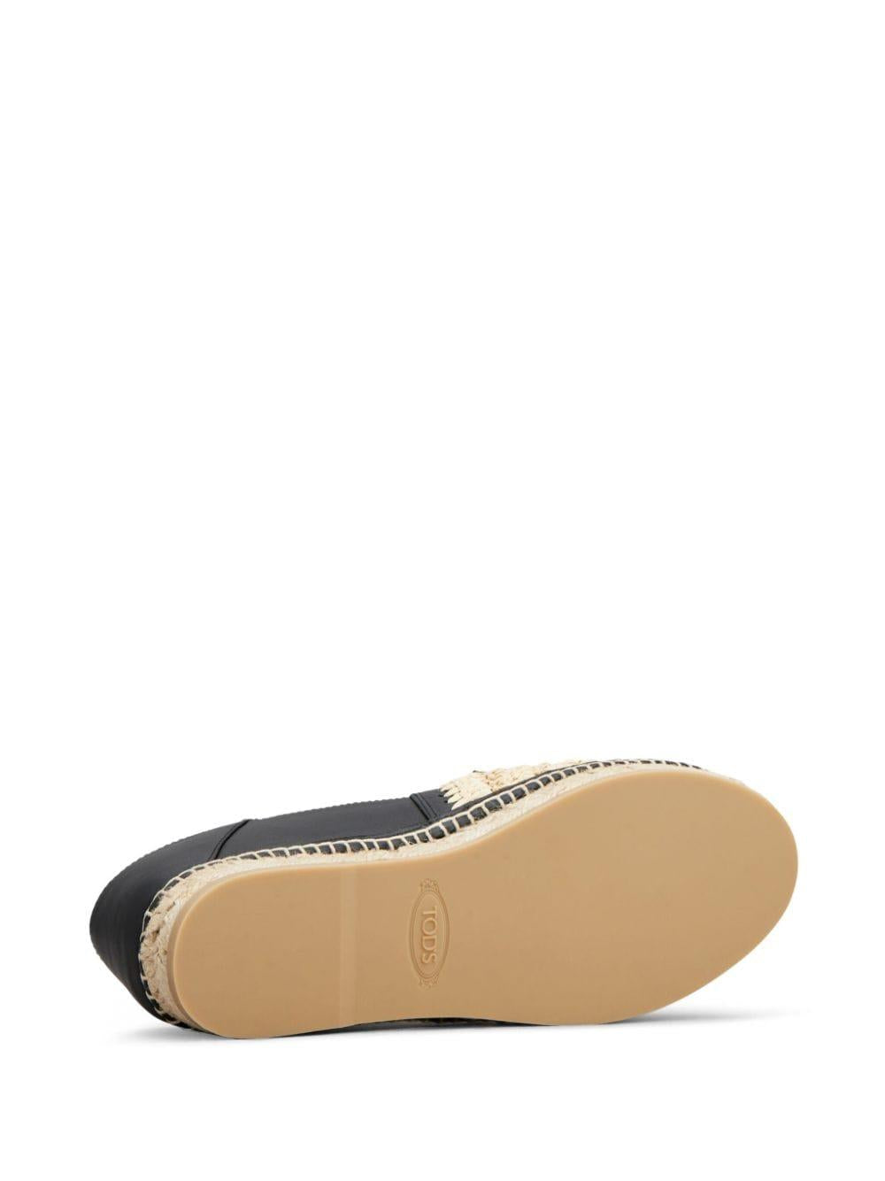 TOD'S Nero Intrecciato T Ring Sandals - SS24 Collection