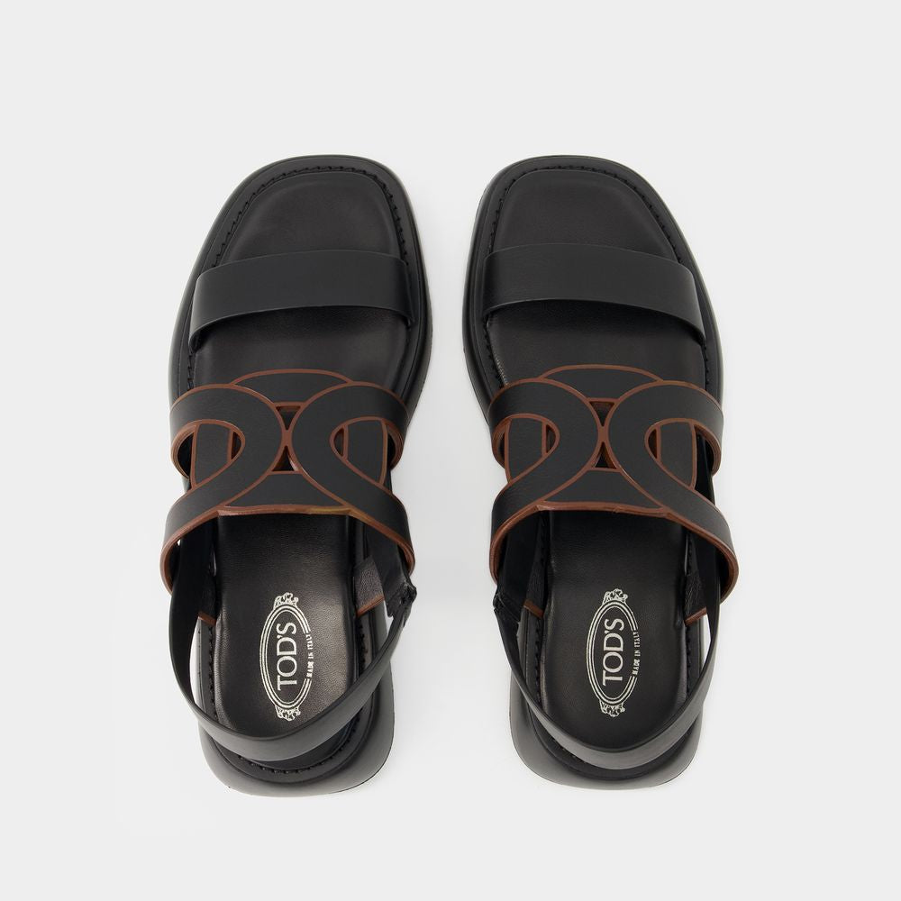 TOD'S Classic Black Chain Sandals for Women - SS24