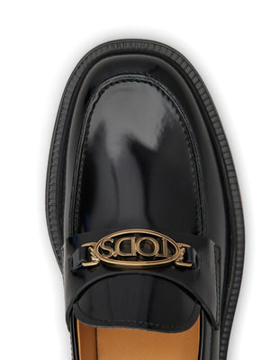 TOD'S Sophisticated Logo Plaque Loafers for Women