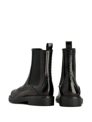 TOD'S Elegant Black Leather Chelsea Boots