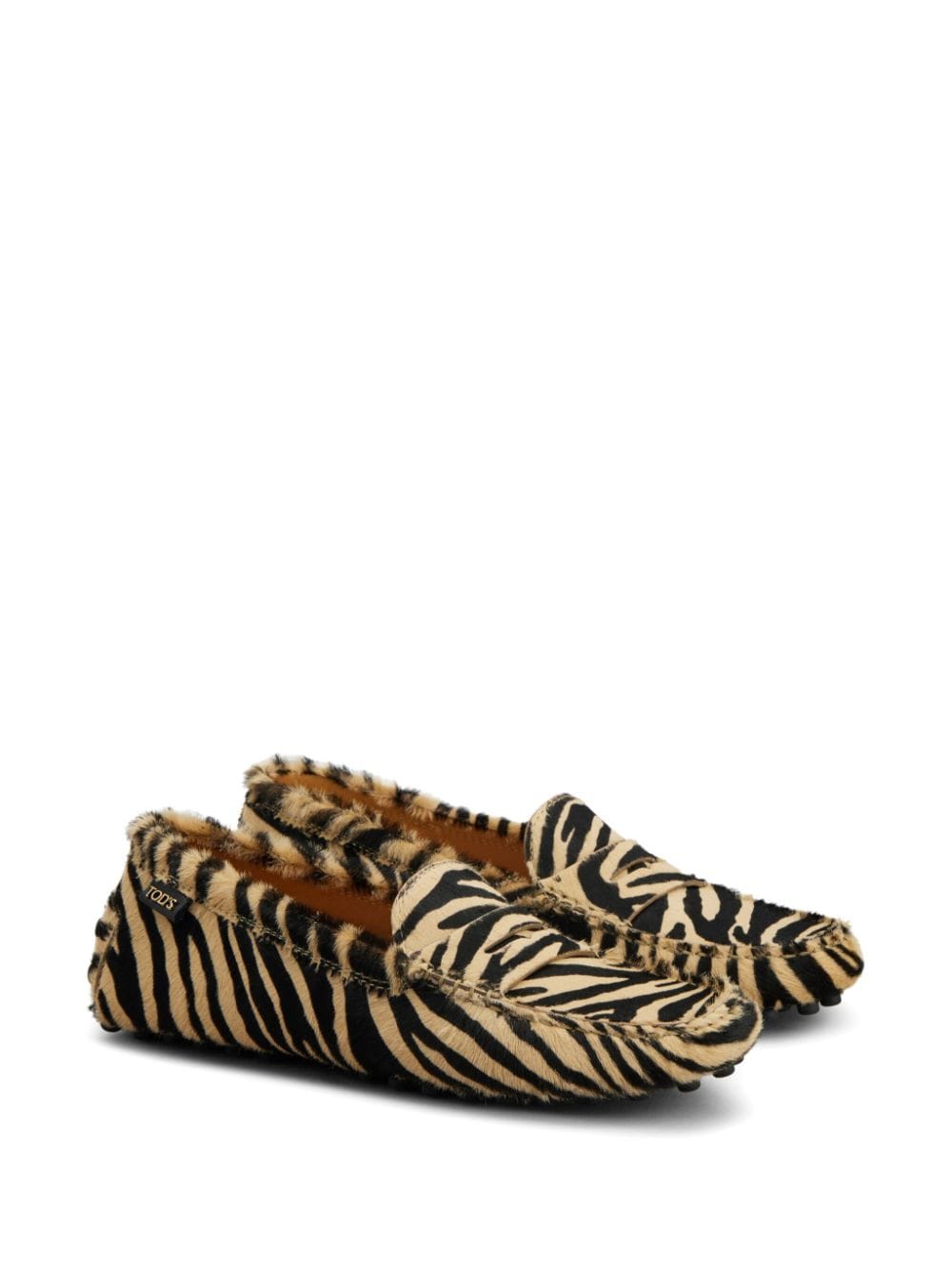 TOD'S Chic Zebra Stripe Calf Hair Loafers