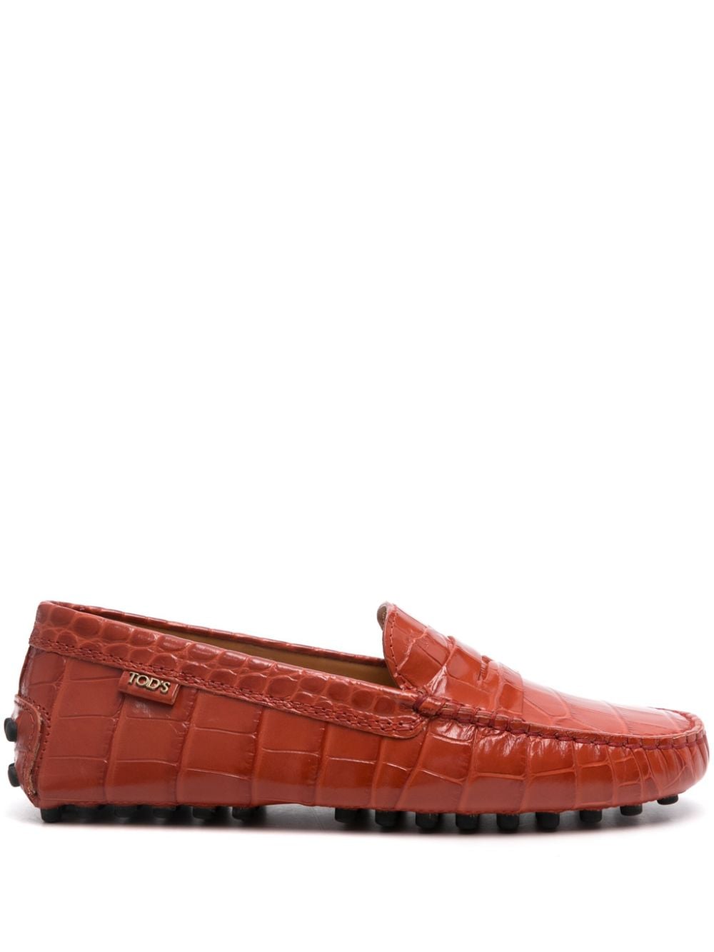 TOD'S Chic Croc-Embossed Leather Loafers with Penny Slot Detail