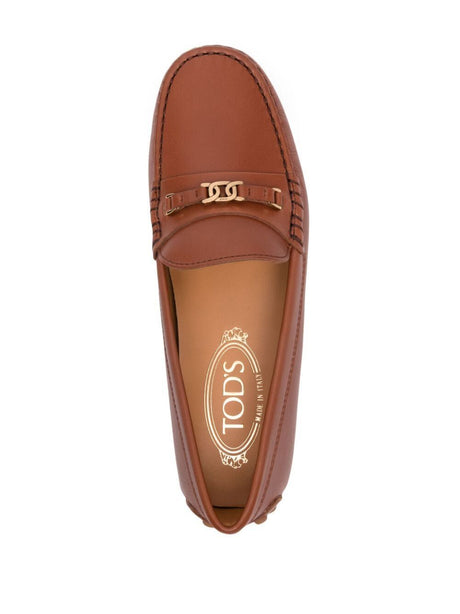 TOD'S Mini Chain-Trim Leather Loafers