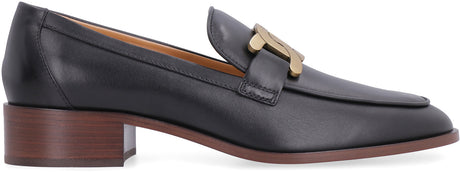 TOD'S Fine Leather Moccasin with Customised Metal Chain Accessory and Leather Heel for Women