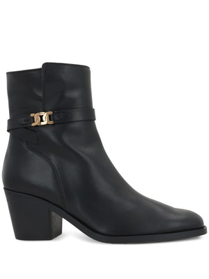 TOD'S Elegant Calf Leather Ankle Boots with Belt Detail