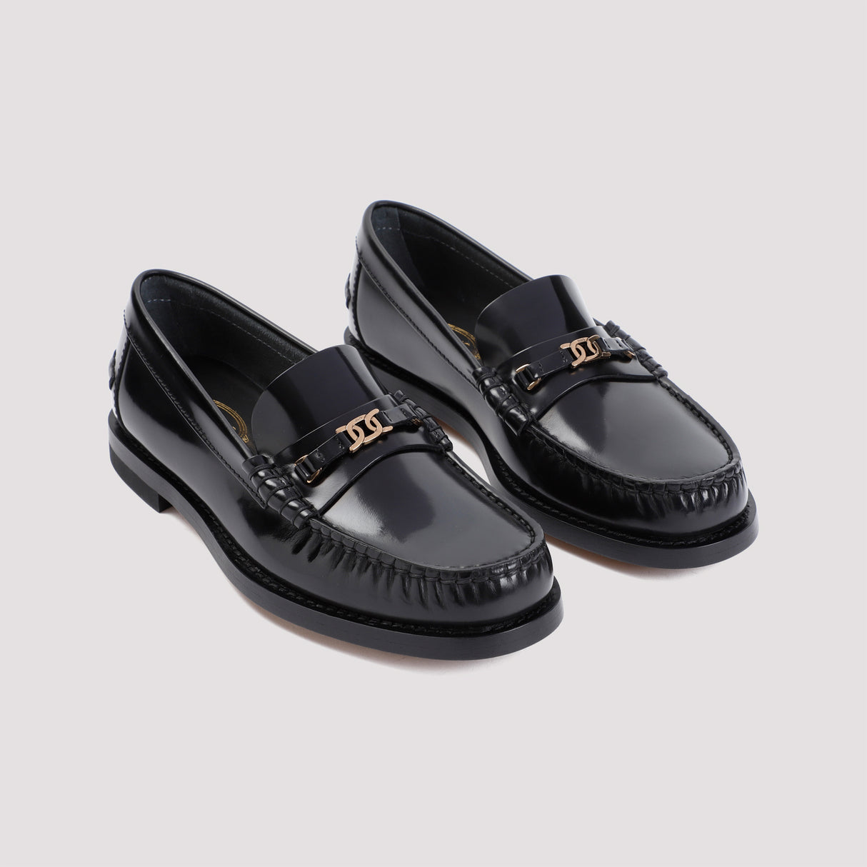 TOD'S Elegant Black Chain-Link Leather Loafers