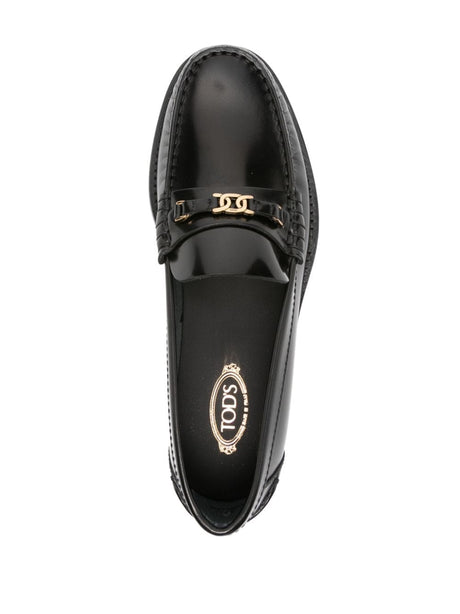 TOD'S Elegant Black Chain-Link Leather Loafers