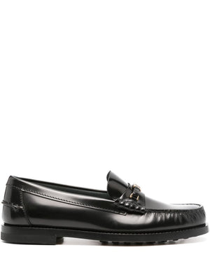 TOD'S Elegant Black Chain-Link Leather Loafers