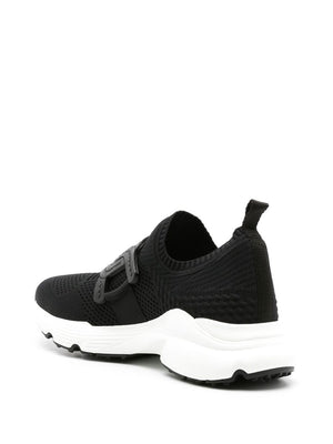 TOD'S Women's Black Tech Fabric Chain-Link Sneakers for SS24