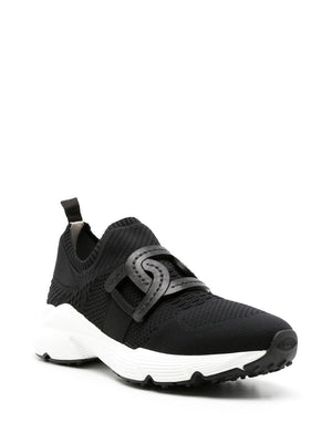 TOD'S Women's Black Tech Fabric Chain-Link Sneakers for SS24