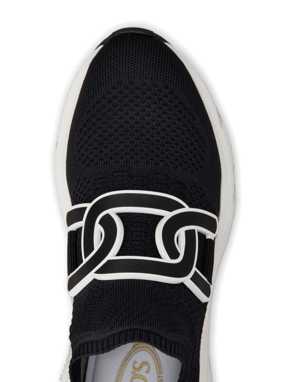 Knit Slip-On 女士運動鞋 - 黑色搭配飾標誌&厚底