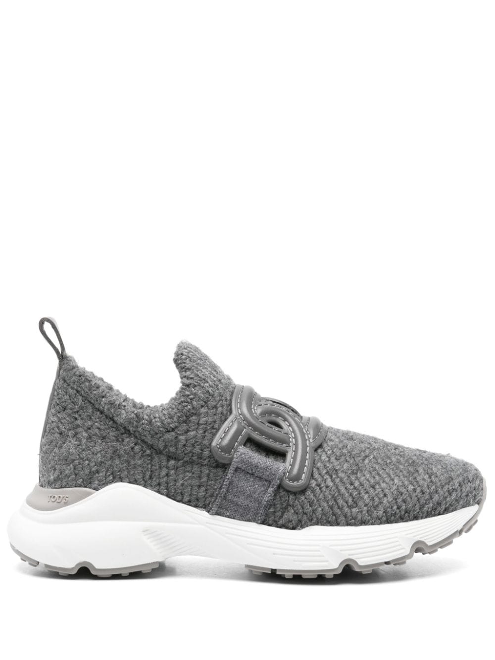 TOD'S Medium Grey Slip-On Sneakers with Chain Strap