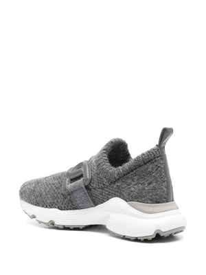 TOD'S Medium Grey Slip-On Sneakers with Chain Strap