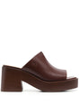 TODS Platform Flat Sandals with Open Square Toe - 7.5cm Block Heel