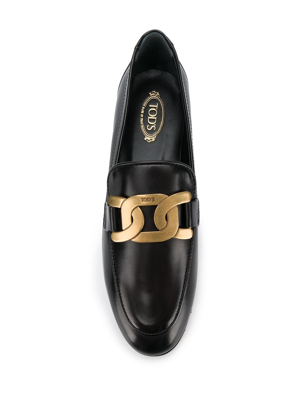 TOD'S Black Leather Chain-Strap Loafers for Women - SS24 Collection