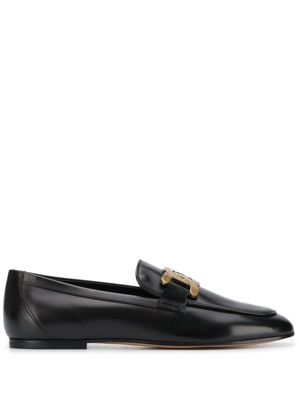 TOD'S Black Leather Chain-Strap Loafers for Women - SS24 Collection