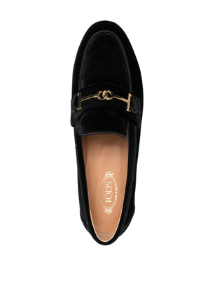 TOD'S Classic Black Velvet Loafers for Women - FW23