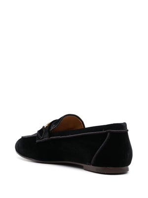 TOD'S Classic Black Velvet Loafers for Women - FW23