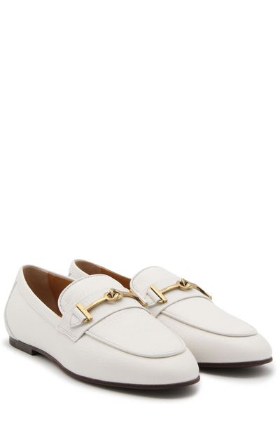 TOD'S Leather Loafers with Metal T Ring Detail