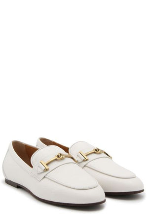 TOD'S Women's Leather Loafers with Metal T Ring Detail