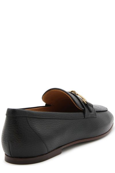 TOD'S Black Logo-Plaque Leather Loafers for Women
