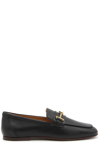 TOD'S Leather Loafers with Metal T Ring Detail