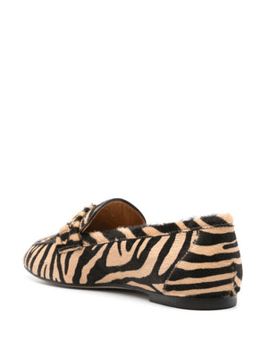 TOD'S Zebra Motif Leather Loafers with Horsebit Detail