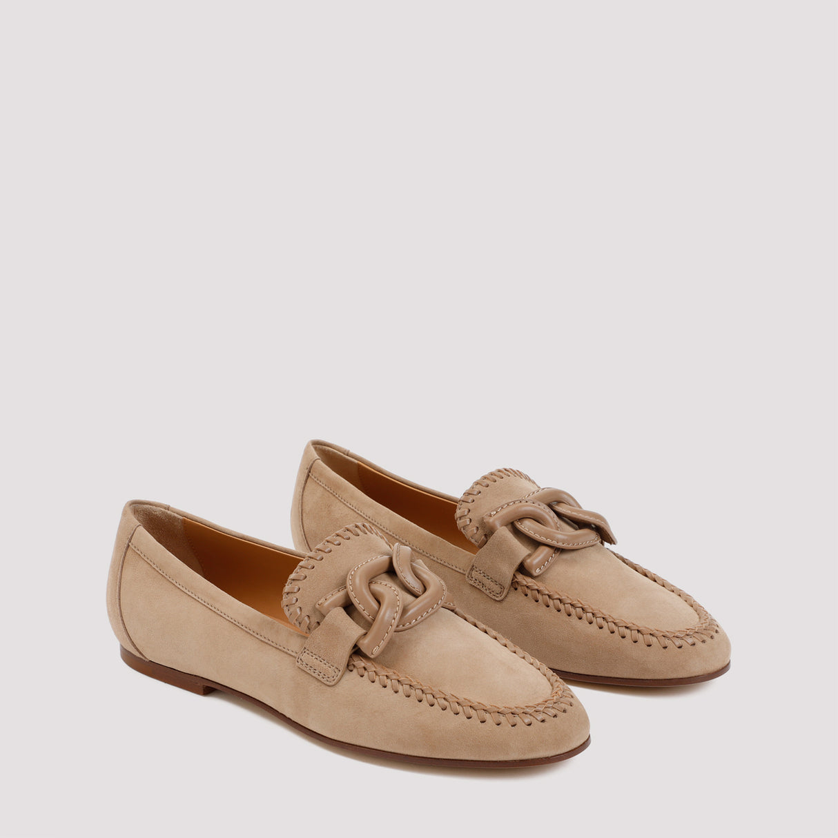 TOD'S Women's Nude & Neutrals Suede Leather Loafers