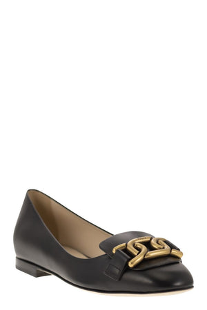 TOD'S Women's Mini Ballerina Flats with Metal Chain Detail