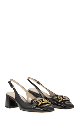 TOD'S Stylish Slingback Pumps with Custom Metal Chain Accessory