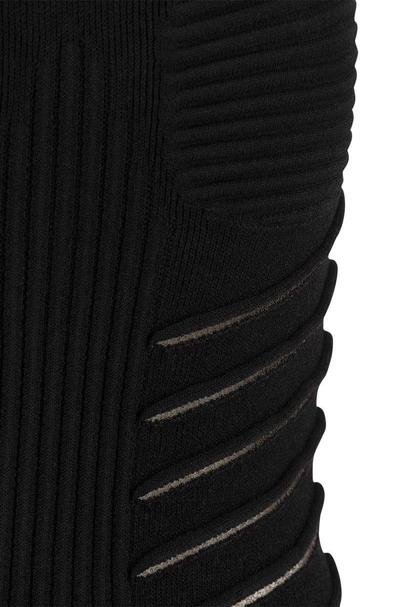 BALMAIN Black Open Work Knit Long Dress for FW22