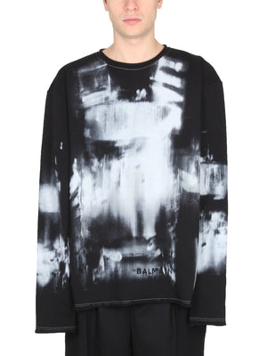 BALMAIN Dark Tie Dye Crewneck Sweatshirt for Men