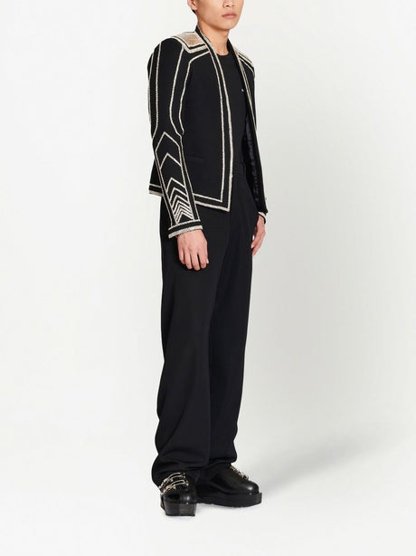 BALMAIN Crystal Embroidered Motor Jacket for Men - FW22 Collection