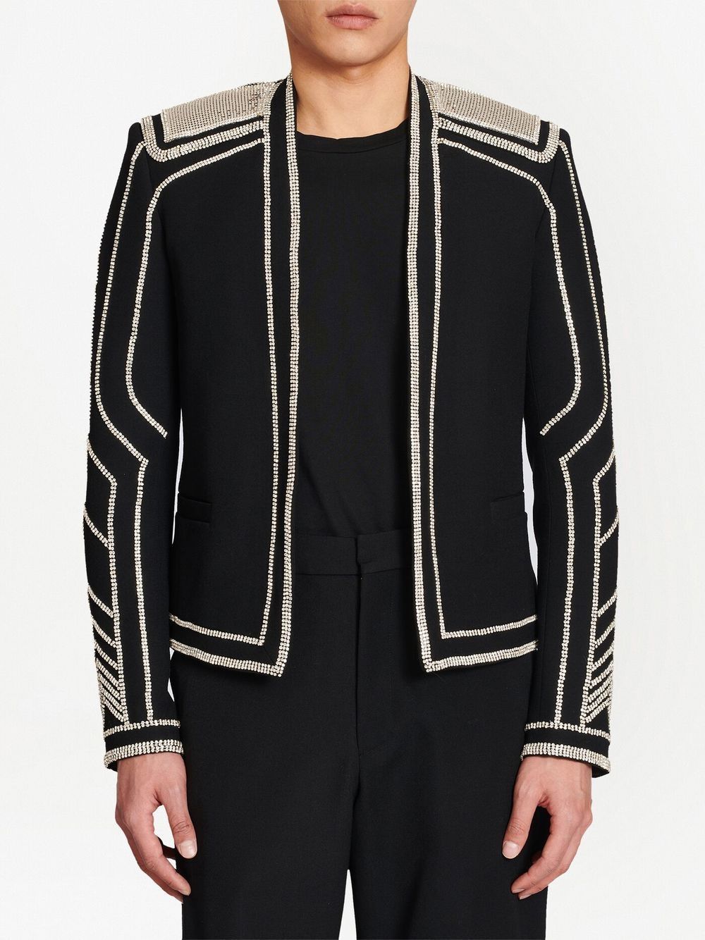 BALMAIN Crystal Embroidered Motor Jacket for Men - FW22 Collection