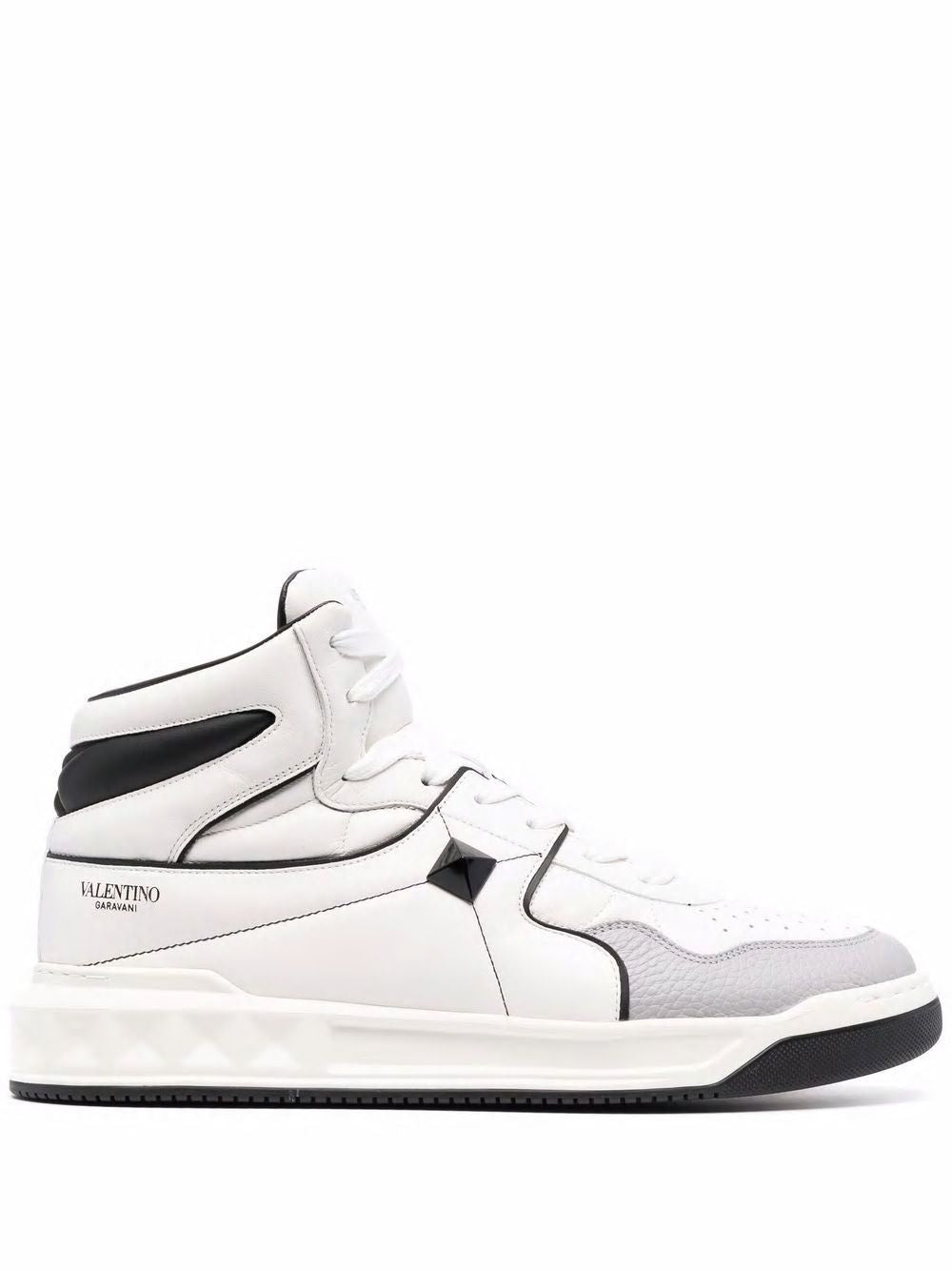 VALENTINO GARAVANI Giày Sneaker Nam Cổ Cao Bianco/Nero/Pastel Grey cho mùa FW24