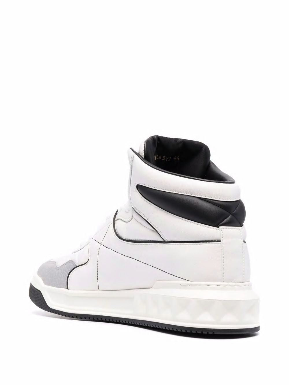 VALENTINO GARAVANI Giày Sneaker Nam Cổ Cao Bianco/Nero/Pastel Grey cho mùa FW24