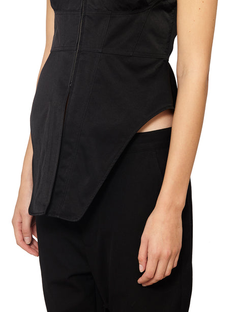 Sophisticated Black Corset Top với Zip Phía Trước cho Nữ