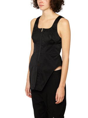 Sophisticated Black Corset Top with Front Zip for Women